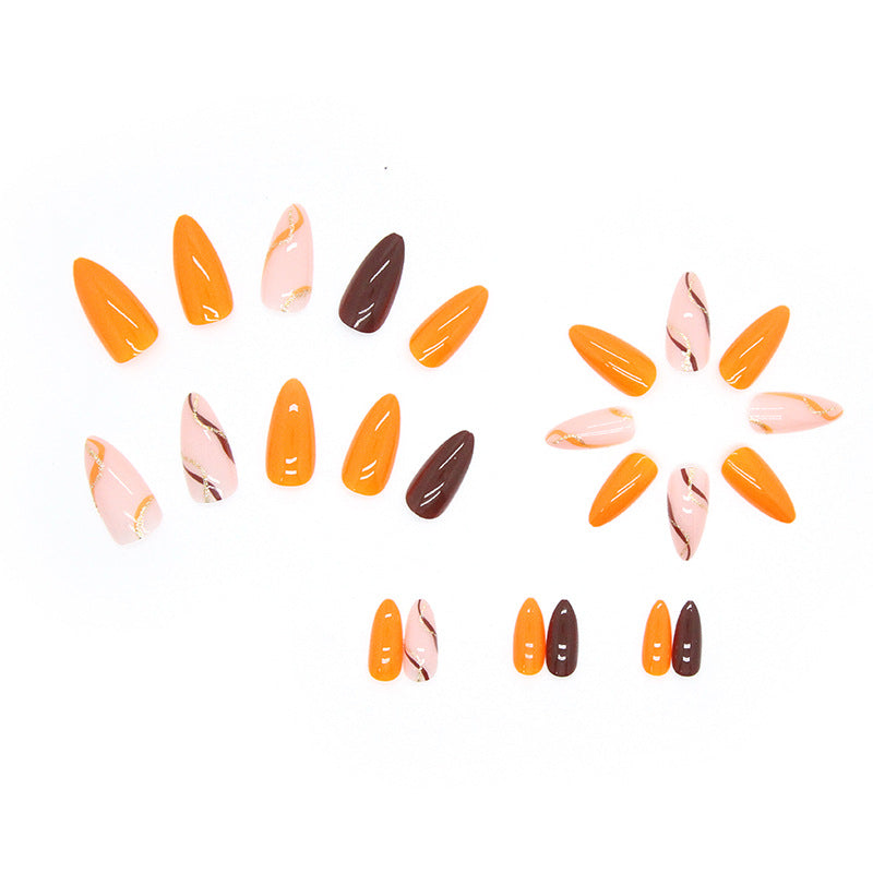 Wholesale Warm Orange Gold Ribbon Resin Nail Stickers